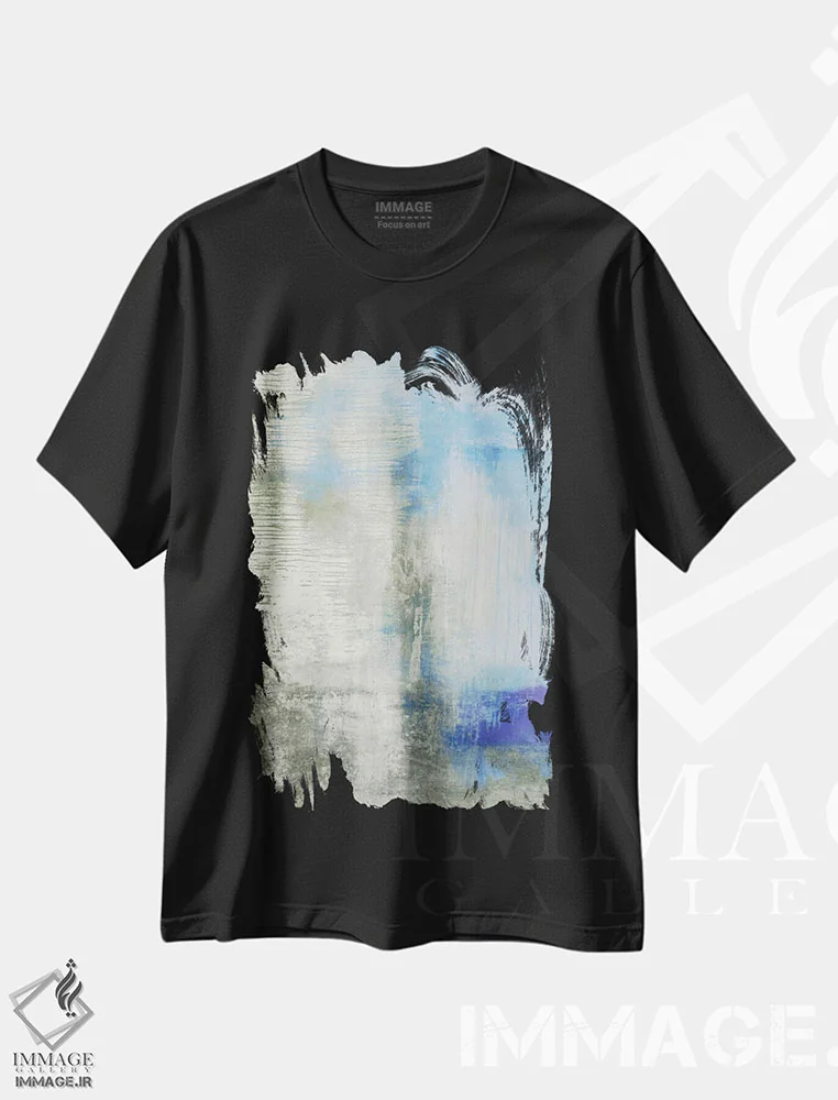 تیشرت مشکی طرح دار پرش و چرخش اسب اثر میشل اوپنهایمر | immage.ir