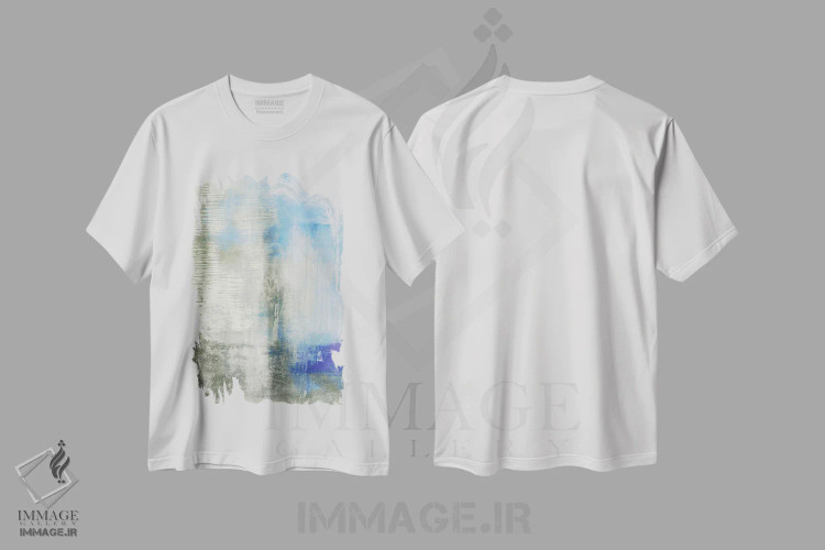 تیشرت سفید طرح دار پرش و چرخش اسب اثر میشل اوپنهایمر | فروشگاه ایماژ
