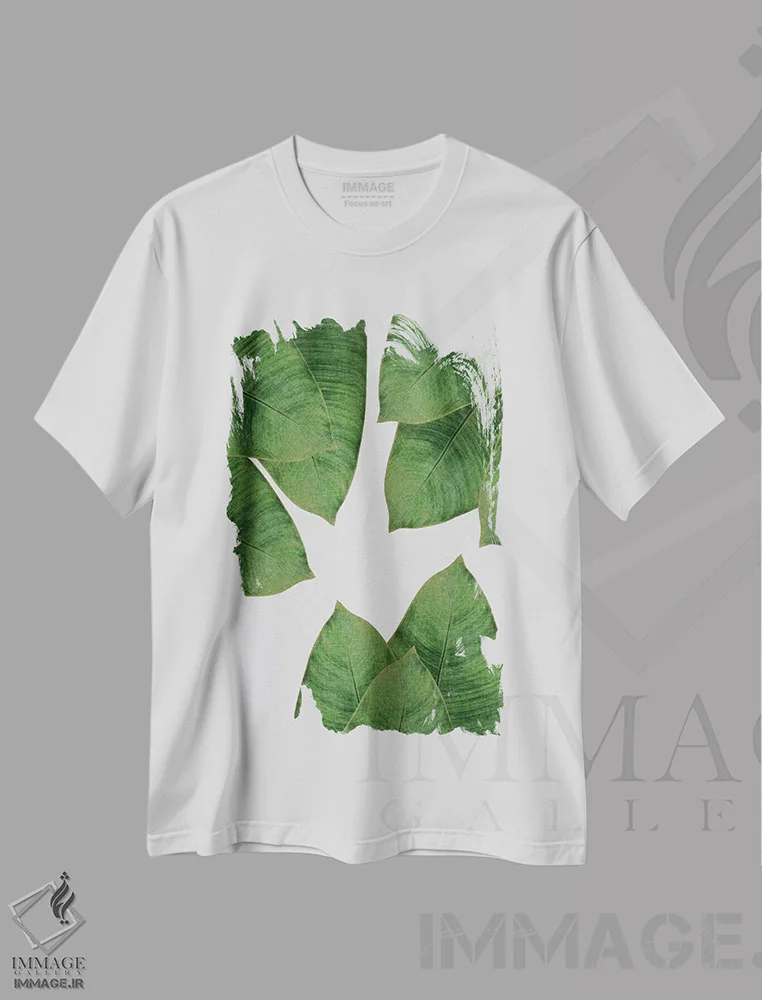 تیشرت سفید طرح دار برگ موز I، تزئینی اثر اورارا استودیو | فروشگاه ایماژ