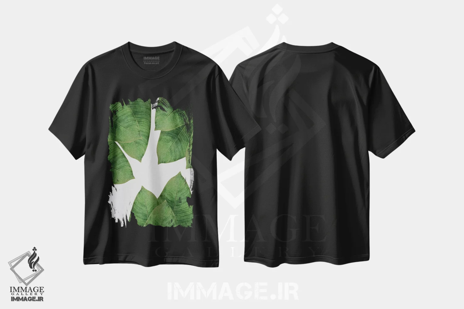 تیشرت مشکی طرح دار برگ موز I، تزئینی اثر اورارا استودیو | immage.ir