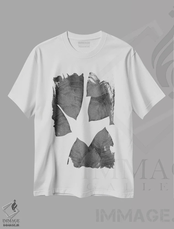 تیشرت سفید طرح دار برگ موز I سیاه و سفید، تزئینی اثر اورارا استودیو | فروشگاه ایماژ