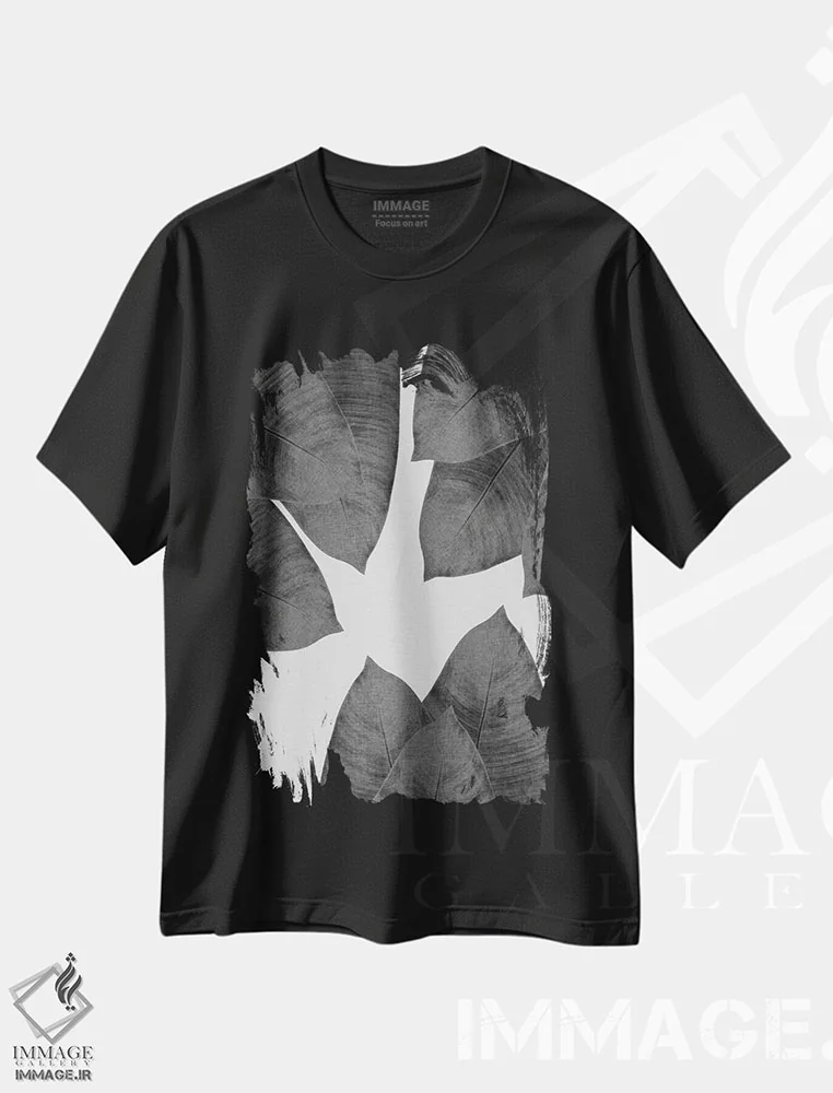 تیشرت مشکی طرح دار برگ موز I سیاه و سفید، تزئینی اثر اورارا استودیو | immage.ir