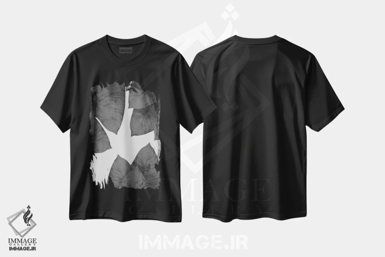 تیشرت مشکی طرح دار برگ موز I سیاه و سفید، تزئینی اثر اورارا استودیو | immage.ir