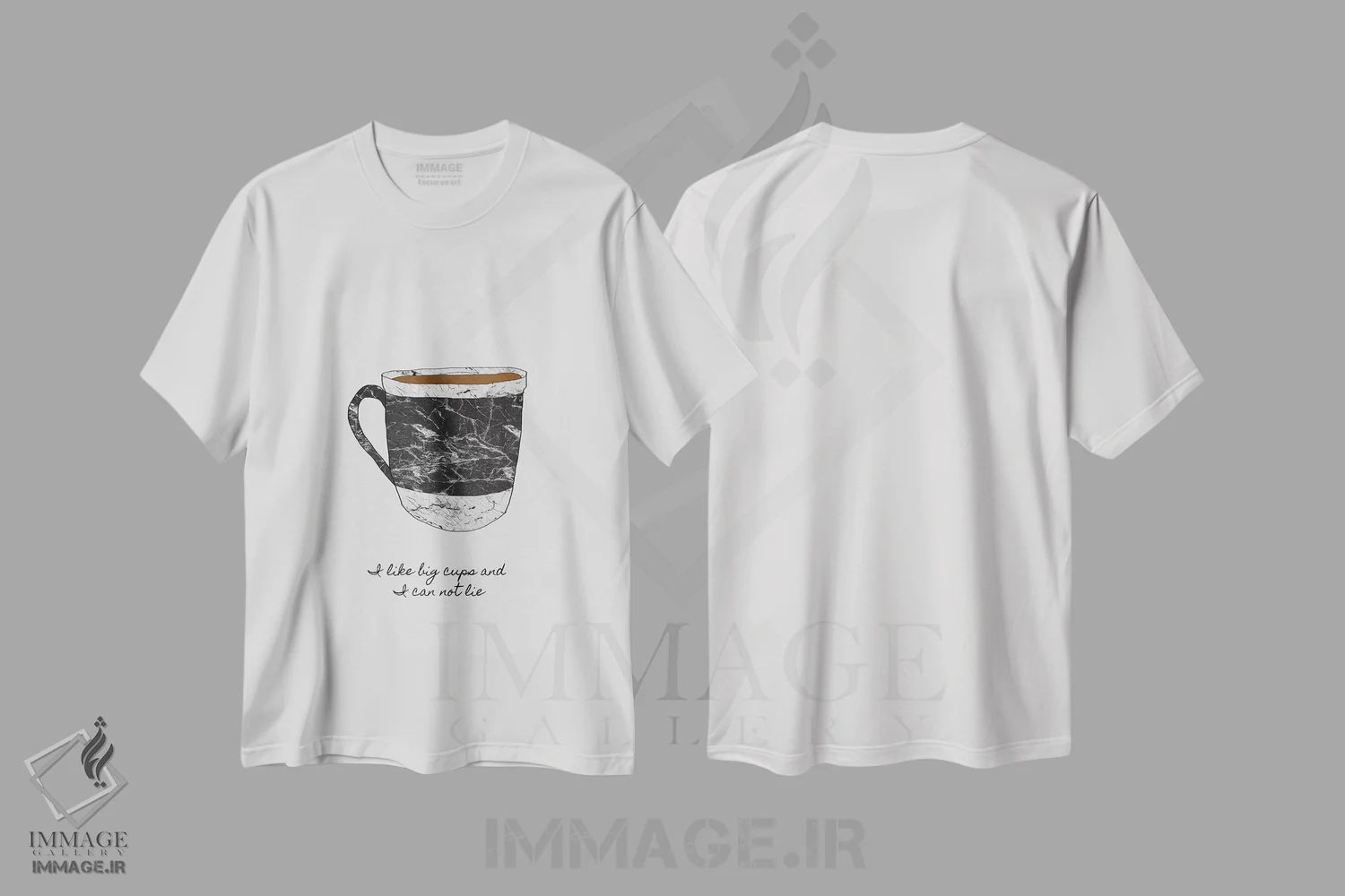 تیشرت سفید طرح دار من فنجان های بزرگ دوست دارم، تزئینی اثر اورارا استودیو | immage.ir