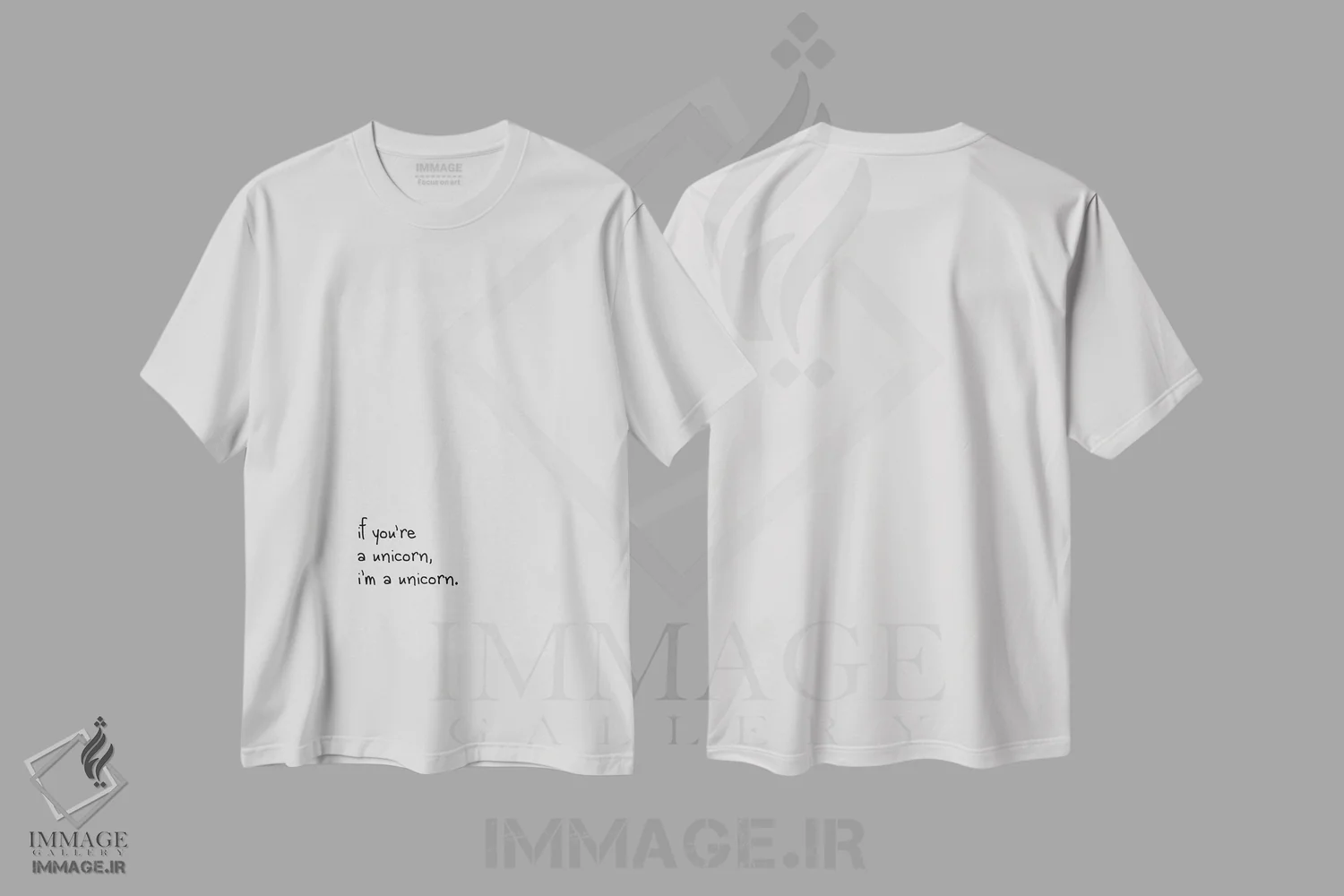 تیشرت سفید طرح دار اگه تو یه تک شاخی، تزئینی اثر اورارا استودیو | فروشگاه ایماژ