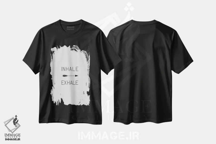 تیشرت مشکی طرح دار دم و بازدم، تزئینی اثر اورارا استودیو | immage.ir
