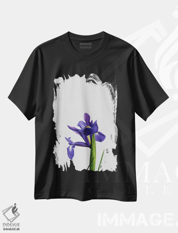 تیشرت مشکی طرح دار زنبق، تزئینی اثر اورارا استودیو | immage.ir