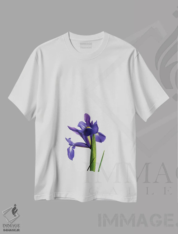 تیشرت سفید طرح دار زنبق، تزئینی اثر اورارا استودیو | فروشگاه ایماژ