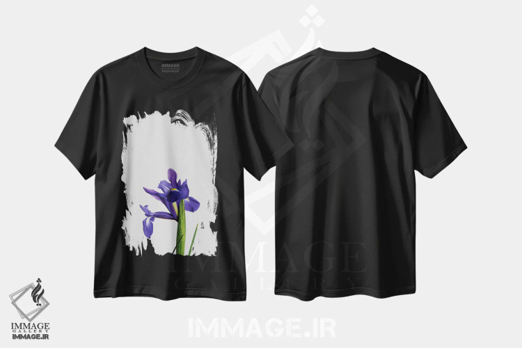 تیشرت مشکی طرح دار زنبق، تزئینی اثر اورارا استودیو | immage.ir