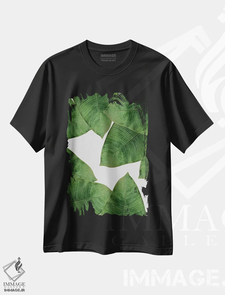 تیشرت مشکی طرح دار برگ موز II، تزئینی اثر اورارا استودیو | فروشگاه ایماژ