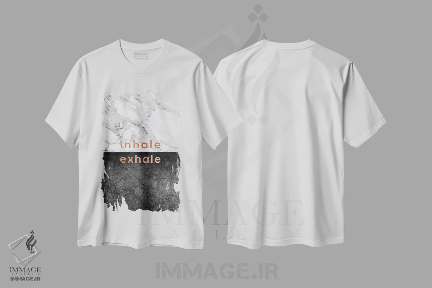 تیشرت سفید طرح دار دم و بازدم، تزئینی اثر اورارا استودیو | immage.ir