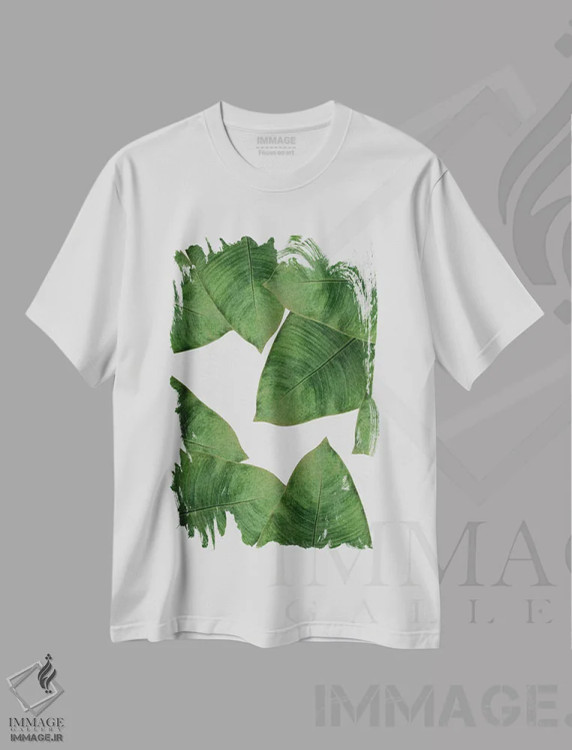 تیشرت سفید طرح دار برگ موز II، تزئینی اثر اورارا استودیو | immage.ir