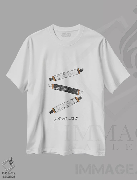 تیشرت سفید طرح دار فقط باهاش کنار بیا، تزئینی اثر اورارا استودیو | فروشگاه ایماژ