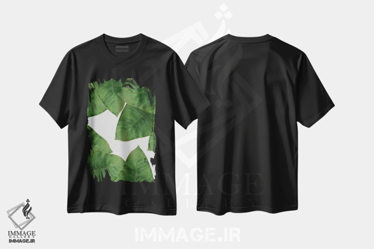 تیشرت مشکی طرح دار برگ موز II، تزئینی اثر اورارا استودیو | فروشگاه ایماژ