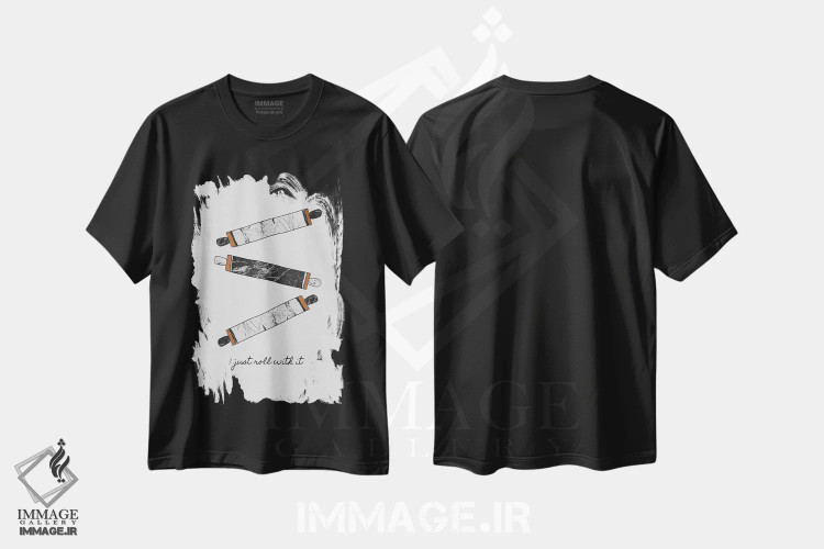 تیشرت مشکی طرح دار فقط باهاش کنار بیا، تزئینی اثر اورارا استودیو | immage.ir