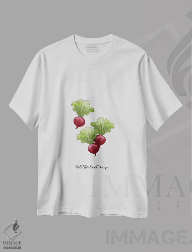 تیشرت سفید طرح دار بذار چغندر بند بیاد، تزئینی اثر اورارا استودیو | فروشگاه ایماژ