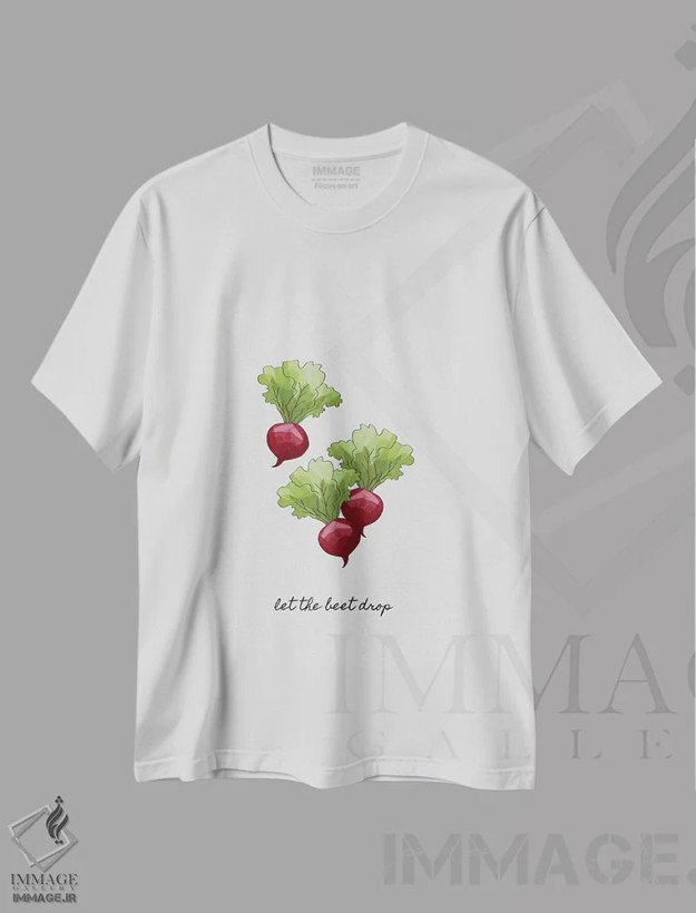 تیشرت سفید طرح دار بذار چغندر بند بیاد، تزئینی اثر اورارا استودیو | فروشگاه ایماژ