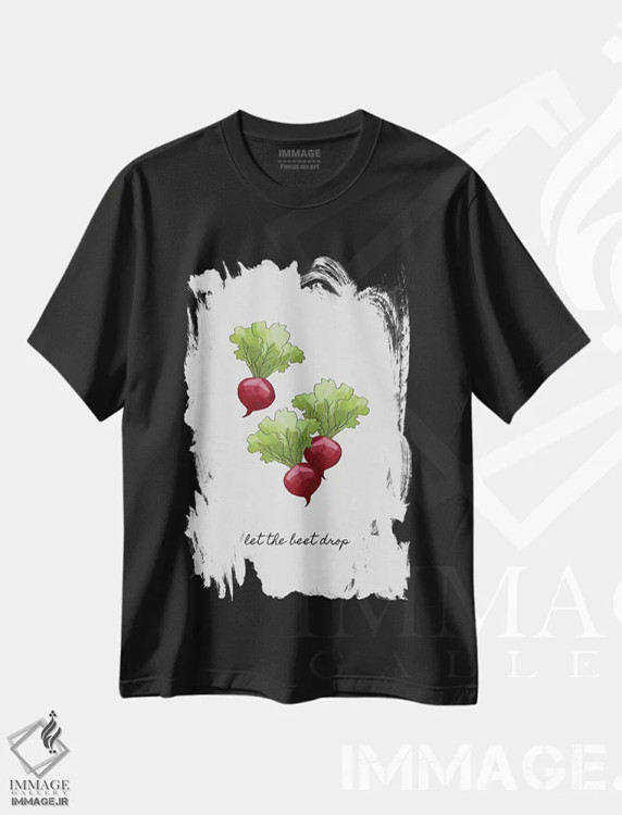 تیشرت مشکی طرح دار بذار چغندر بند بیاد، تزئینی اثر اورارا استودیو | immage.ir