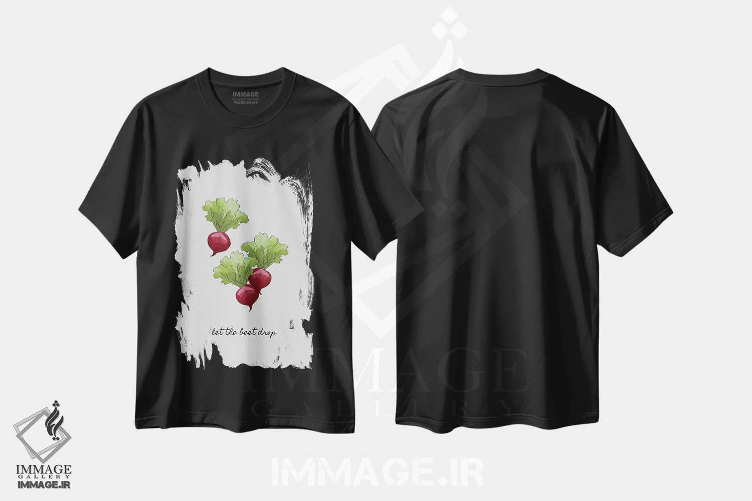 تیشرت مشکی طرح دار بذار چغندر بند بیاد، تزئینی اثر اورارا استودیو | immage.ir