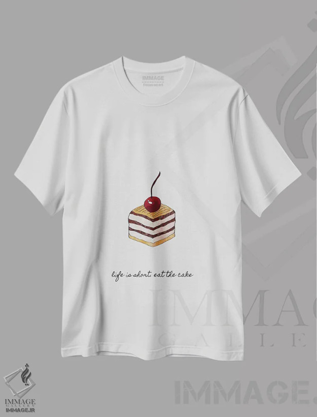 تیشرت سفید طرح دار زندگی کوتاهه، تزئینی اثر اورارا استودیو | فروشگاه ایماژ