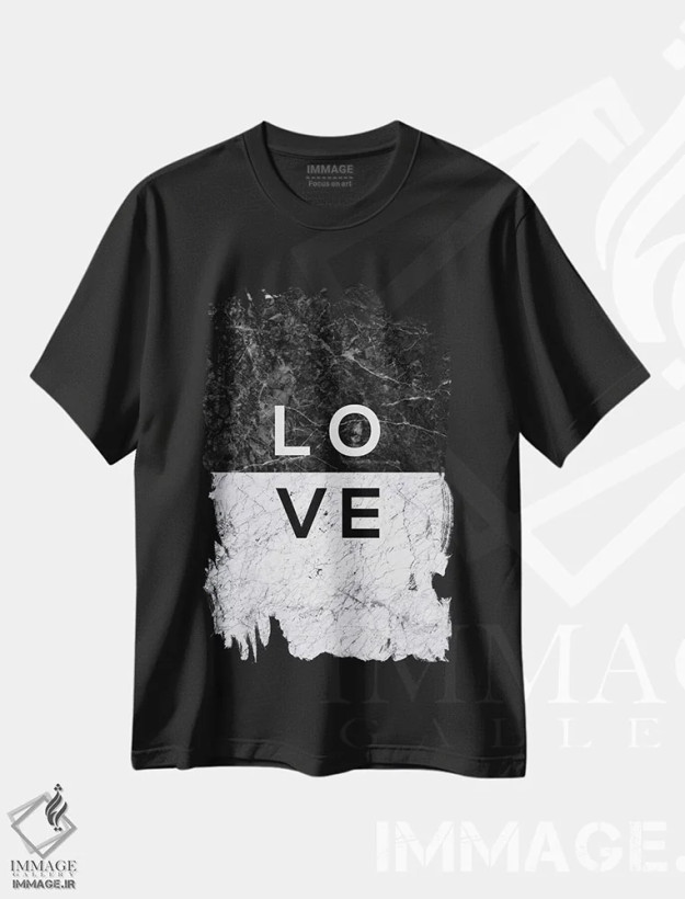 تیشرت مشکی طرح دار عشق، تزئینی اثر اورارا استودیو | فروشگاه ایماژ