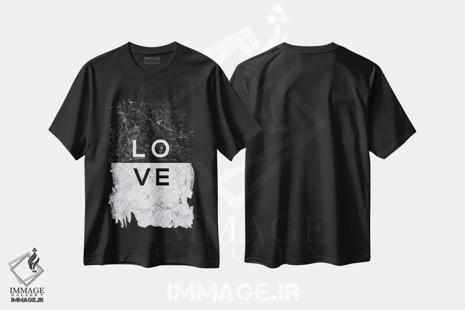 تیشرت مشکی طرح دار عشق، تزئینی اثر اورارا استودیو | فروشگاه ایماژ