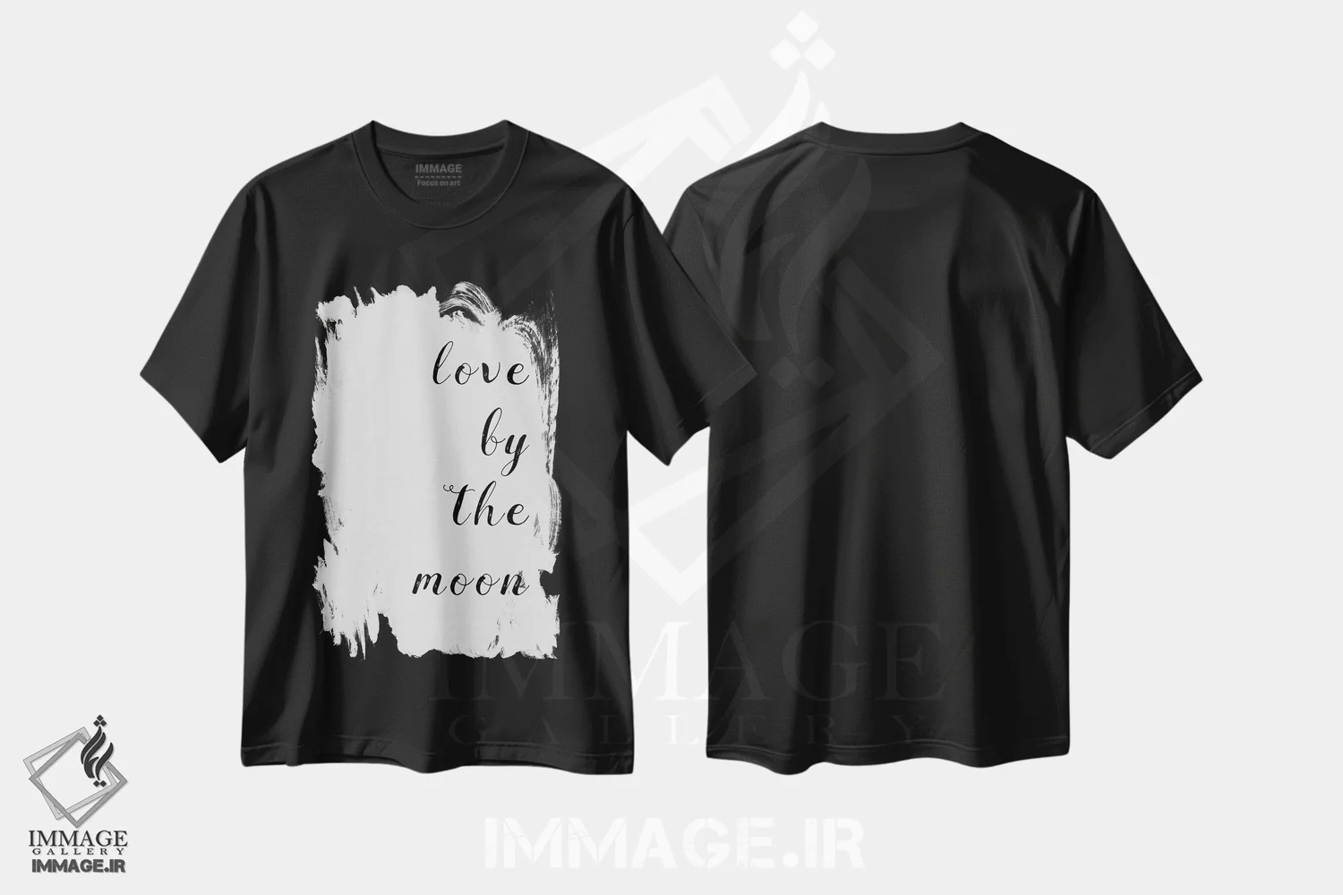 تیشرت مشکی طرح دار با ماه عاشق باش، تزئینی اثر اورارا استودیو | immage.ir