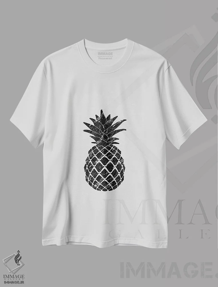 تیشرت سفید طرح دار آناناس مرمری، تزئینی اثر اورارا استودیو | فروشگاه ایماژ