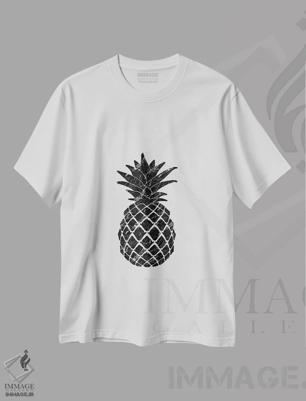 تیشرت سفید طرح دار آناناس مرمری، تزئینی اثر اورارا استودیو | فروشگاه ایماژ