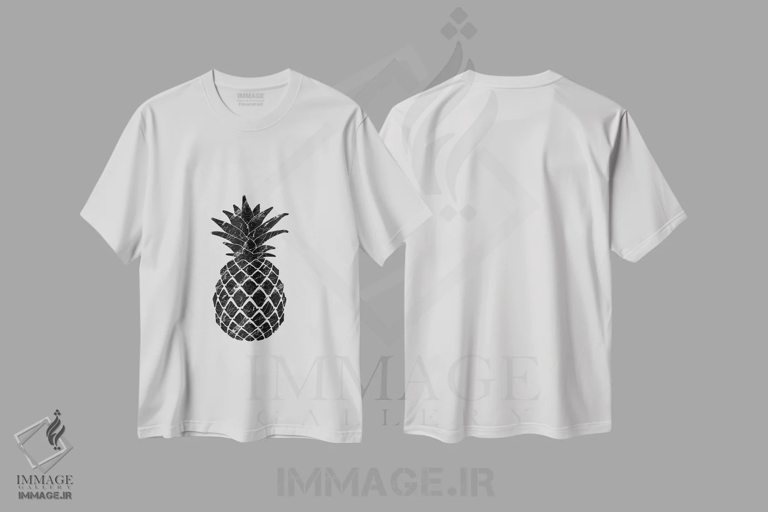 تیشرت سفید طرح دار آناناس مرمری، تزئینی اثر اورارا استودیو | فروشگاه ایماژ