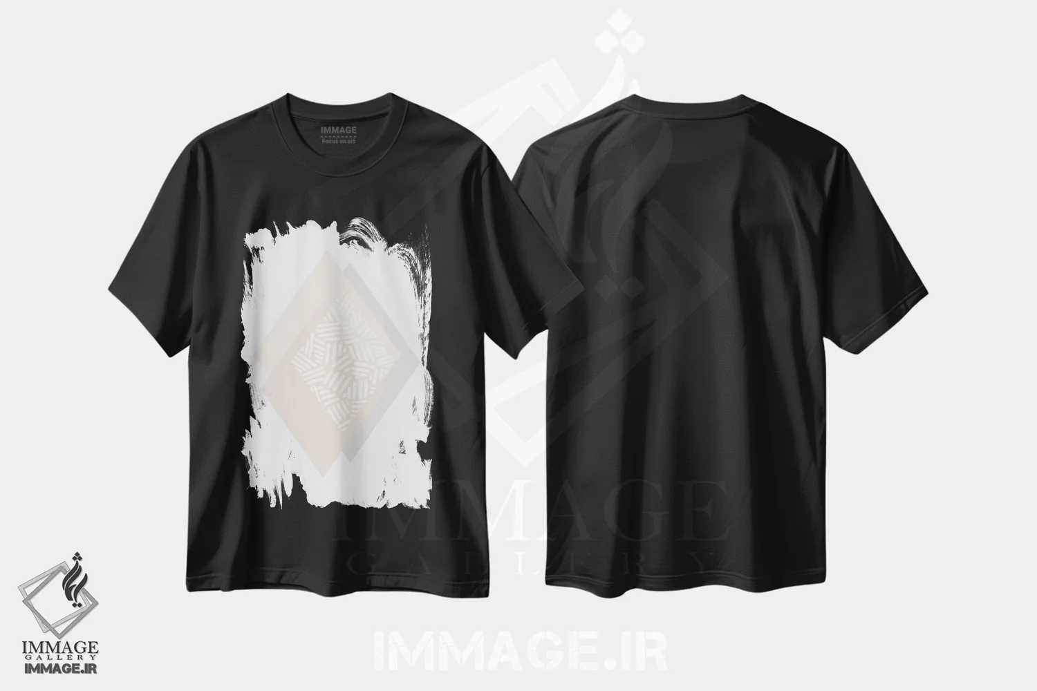 تیشرت مشکی طرح دار هندسه مینیمالیستی II اثر اورارا استودیو | immage.ir