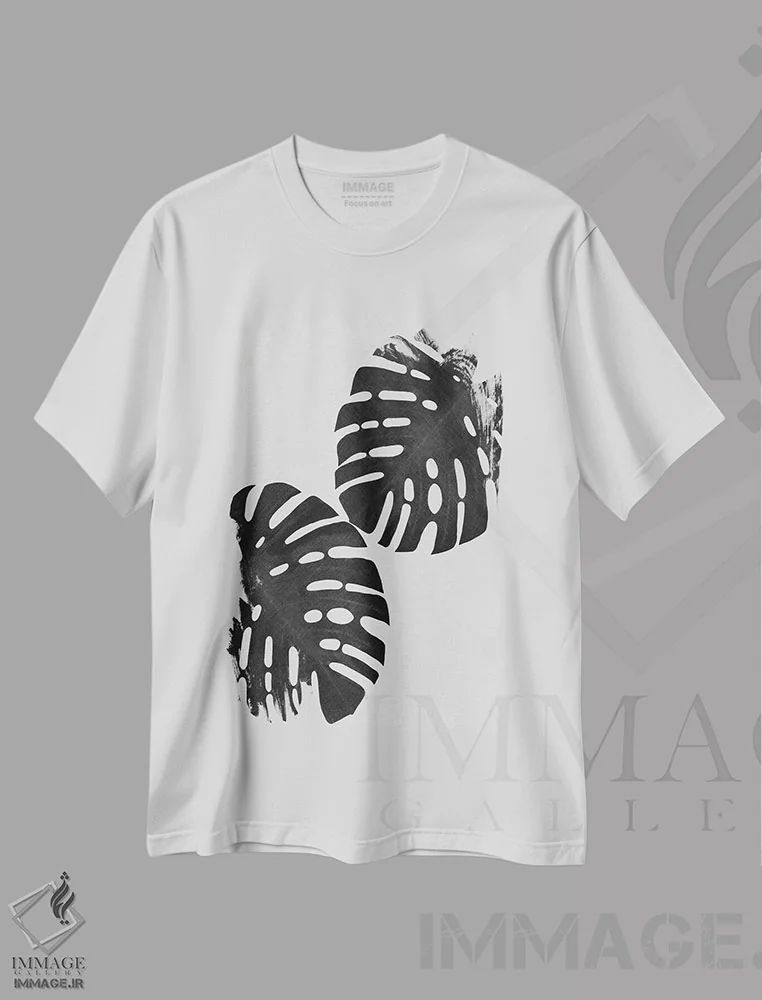 تیشرت سفید طرح دار برگ مانسترا I، دکور بوهمی اثر اورارا استودیو | immage.ir