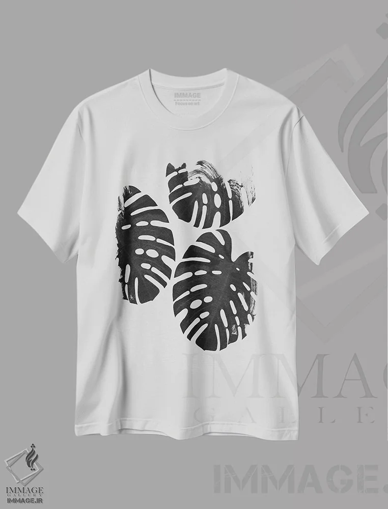 تیشرت سفید طرح دار برگ مانسترا III، دکور بوهمی اثر اورارا استودیو | immage.ir