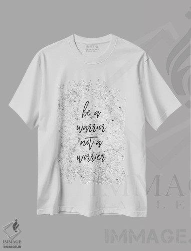 تیشرت سفید طرح دار جنگجو باش، تزئینی اثر اورارا استودیو | فروشگاه ایماژ