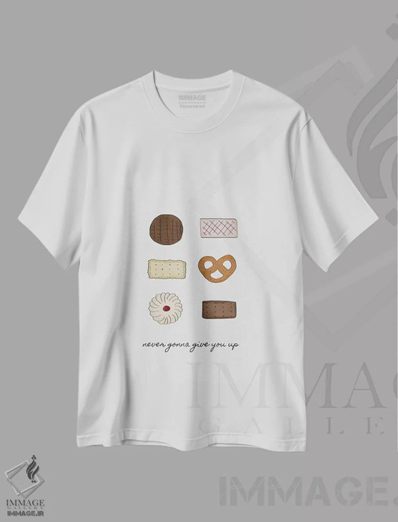 تیشرت سفید طرح دار هیچ وقت ولت نمی کنم، تزئینی اثر اورارا استودیو | immage.ir