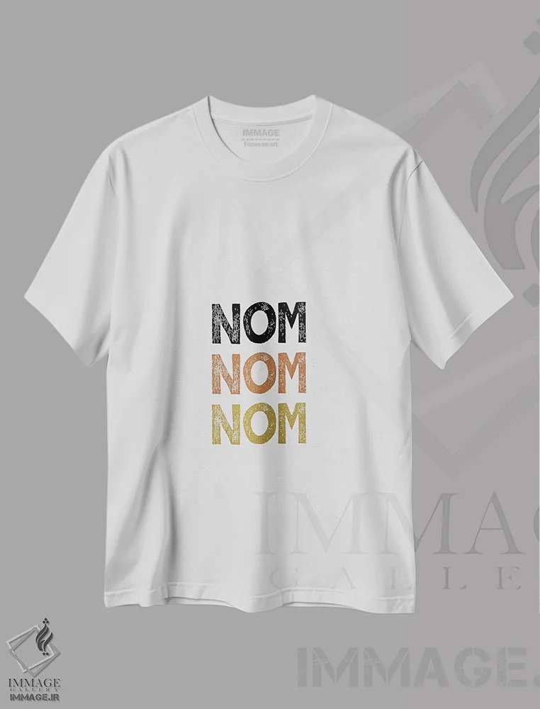 تیشرت سفید طرح دار نوم نوم نوم، تزئینی اثر اورارا استودیو | فروشگاه ایماژ