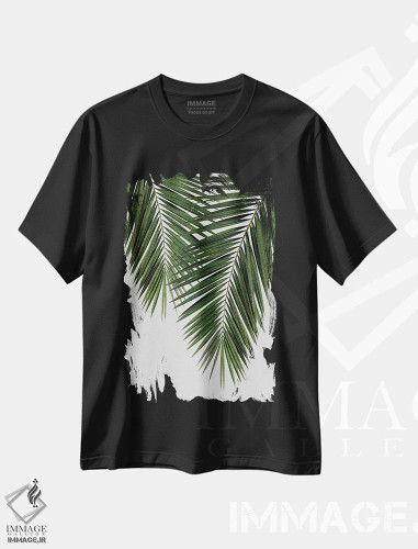 تیشرت مشکی طرح دار برگ نخل II، دکور بوهمی اثر اورارا استودیو | فروشگاه ایماژ
