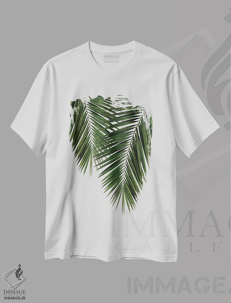 تیشرت سفید طرح دار برگ نخل II، دکور بوهمی اثر اورارا استودیو | immage.ir