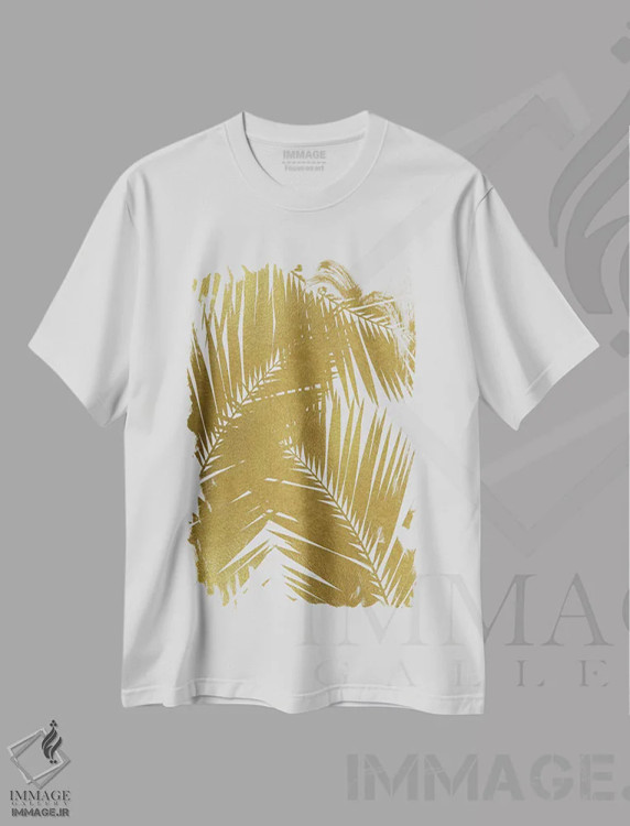 تیشرت سفید طرح دار برگ نخل III، دکور بوهمی اثر اورارا استودیو | فروشگاه ایماژ