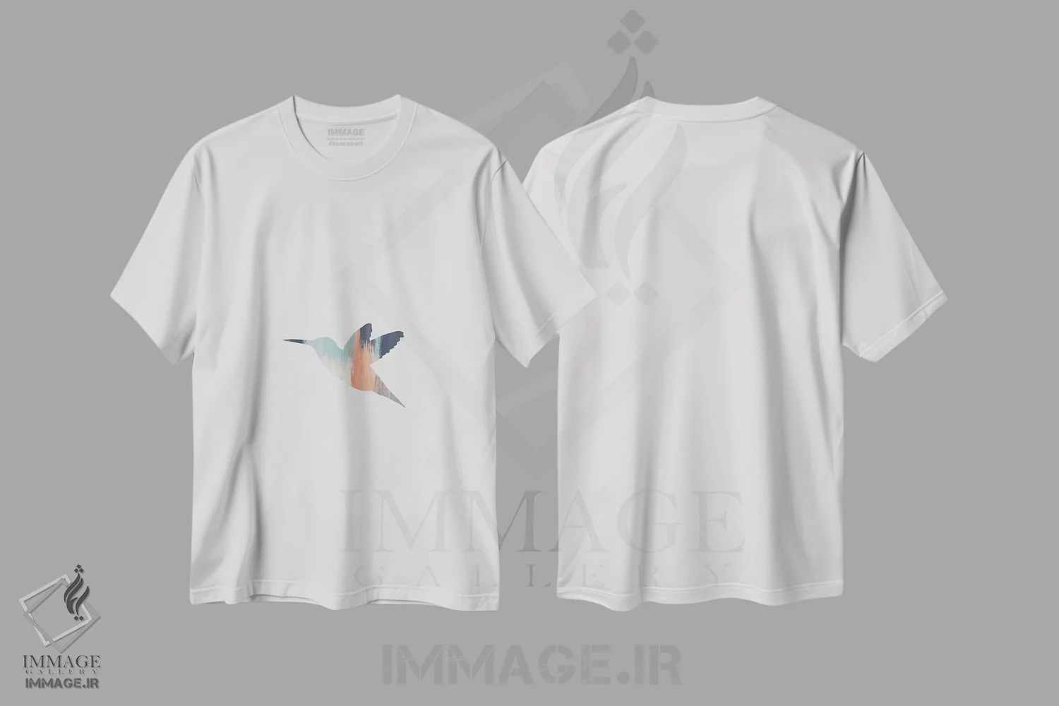 تیشرت سفید طرح دار مرغ مگس خوار پاستلی، تزئینی اثر اورارا استودیو | immage.ir