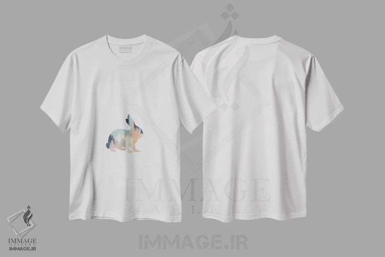 تیشرت سفید طرح دار خرگوش پاستلی، تزئینی اثر اورارا استودیو | immage.ir