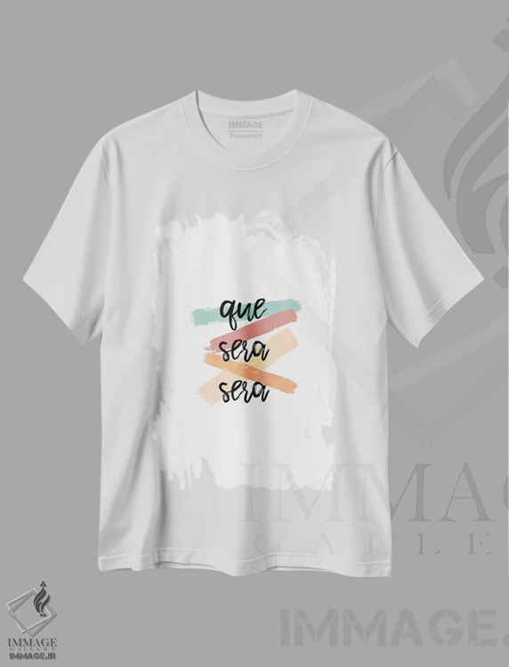 تیشرت سفید طرح دار هر چه بادا باد، تزئینی اثر اورارا استودیو | immage.ir