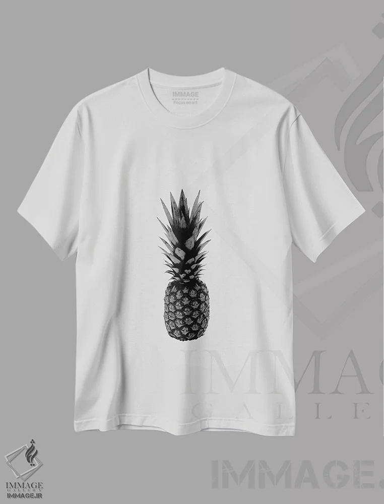 تیشرت سفید طرح دار آناناس I، دکور بوهمی اثر اورارا استودیو | immage.ir