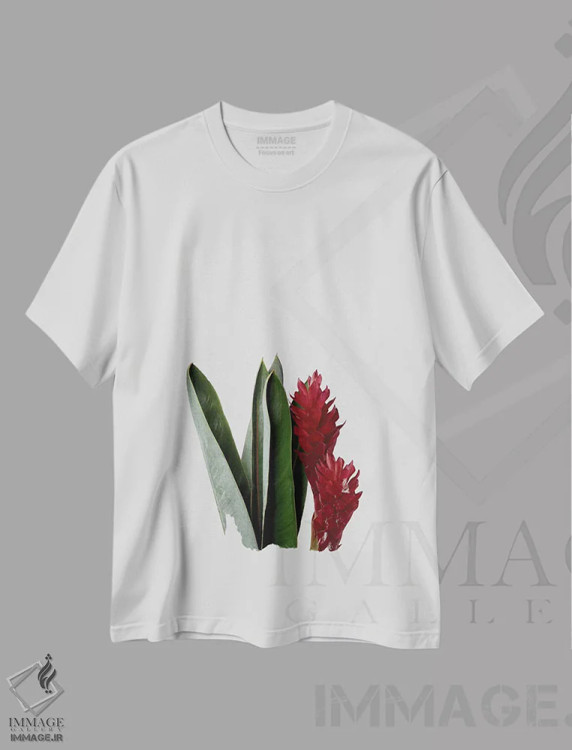 تیشرت سفید طرح دار گل قرمز، دکور بوهمی اثر اورارا استودیو | immage.ir