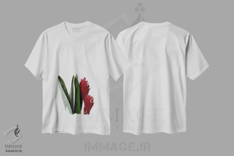 تیشرت سفید طرح دار گل قرمز، دکور بوهمی اثر اورارا استودیو | immage.ir