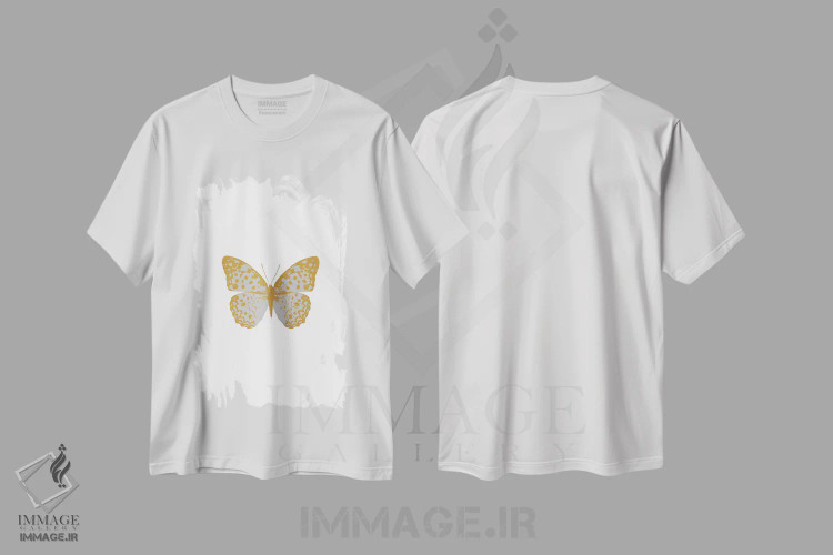 تیشرت سفید طرح دار پروانه نقره ای، تزئینی اثر اورارا استودیو | فروشگاه ایماژ