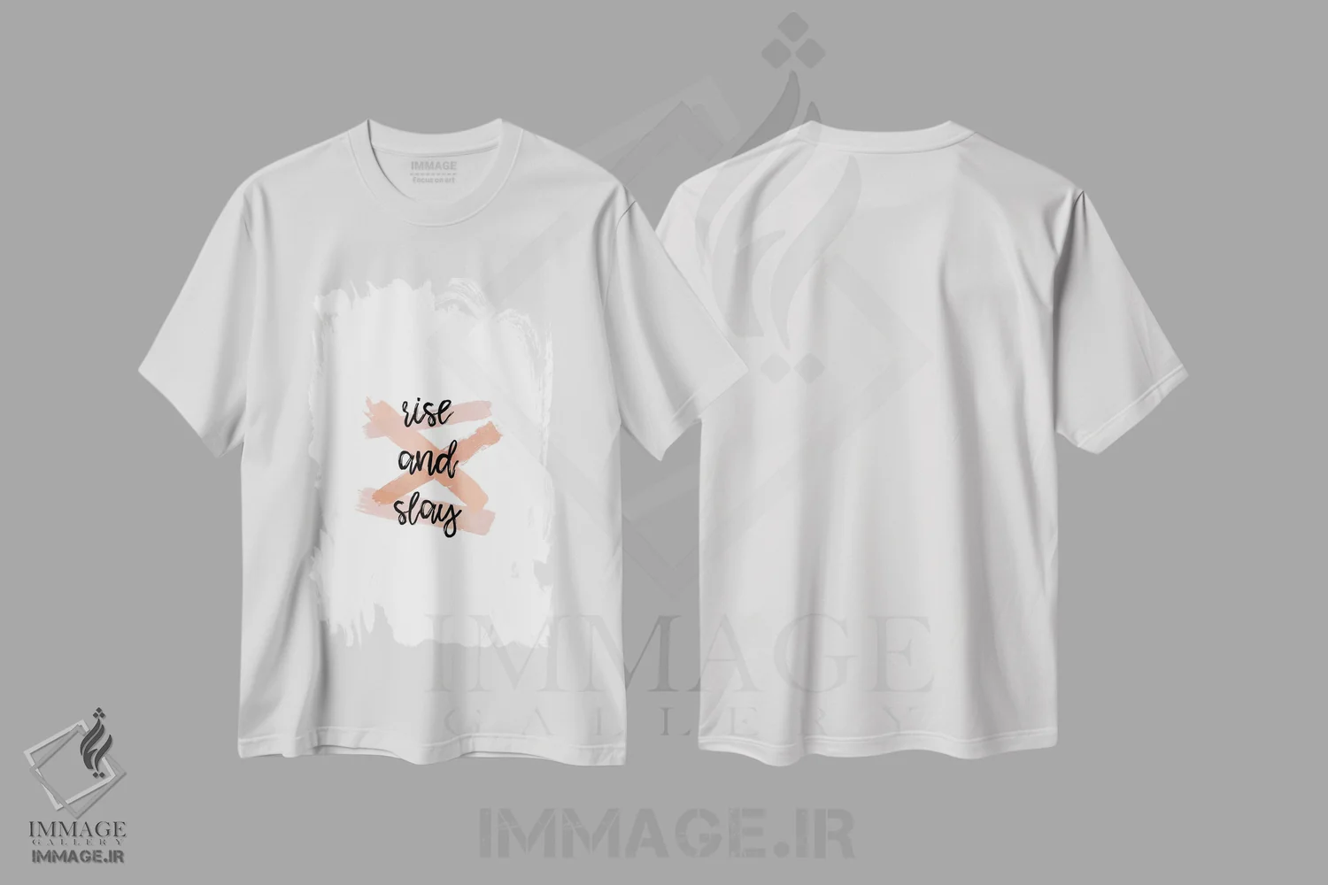 تیشرت سفید طرح دار بلند شو و بدرخشان عمل کن، تزئینی اثر اورارا استودیو | immage.ir