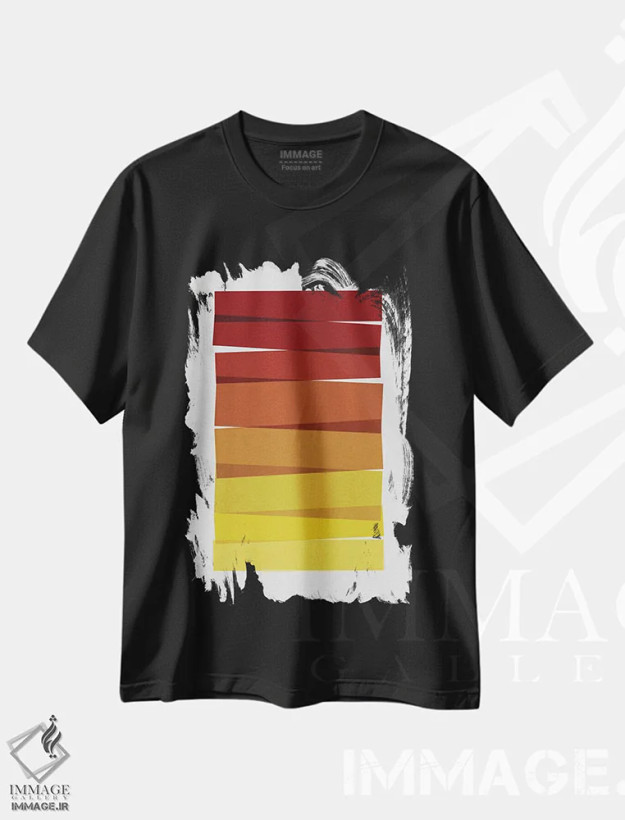 تیشرت مشکی طرح دار راه راه II، آبستره اثر اورارا استودیو | فروشگاه ایماژ