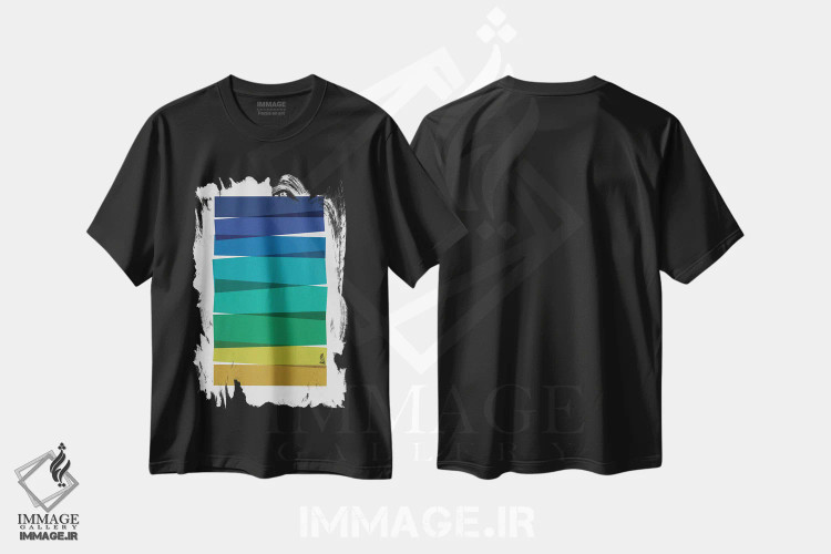 تیشرت مشکی طرح دار راه راه I، آبستره اثر اورارا استودیو | immage.ir