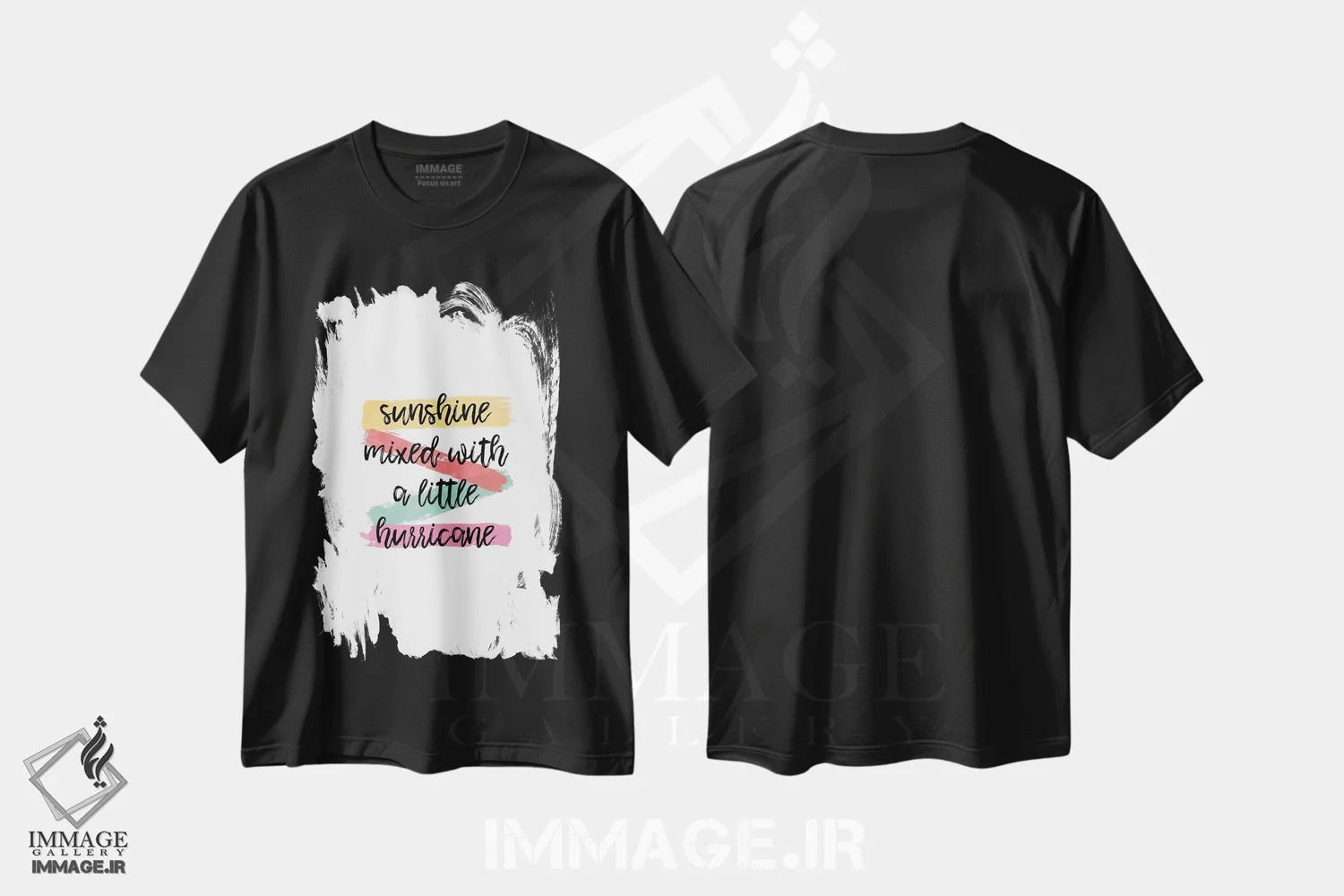 تیشرت مشکی طرح دار نور خورشید، تزئینی اثر اورارا استودیو | فروشگاه ایماژ